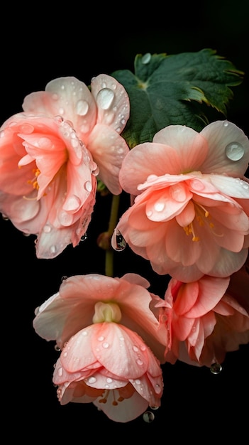 Zbliżenie na różowy kwiat z kroplami deszczu na nim