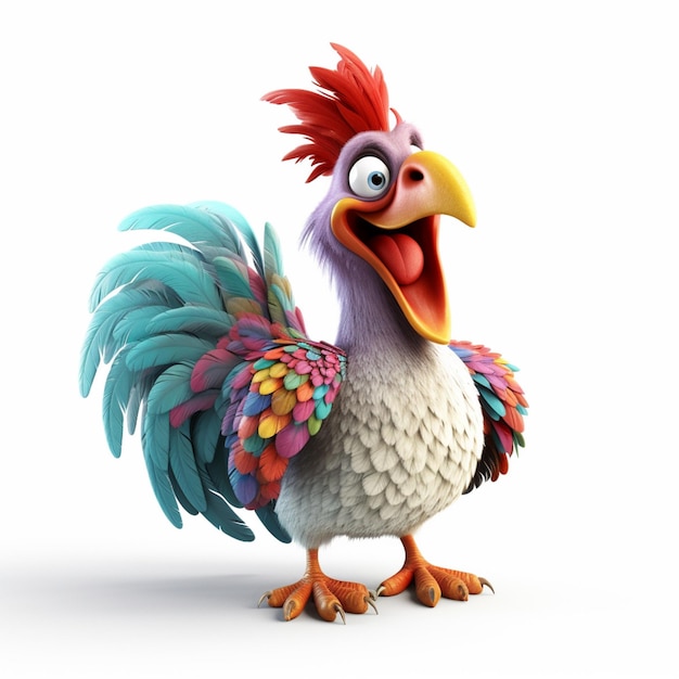 Zbliżenie na rysunkowego kurczaka z generatywną ai kolorowego dzioba