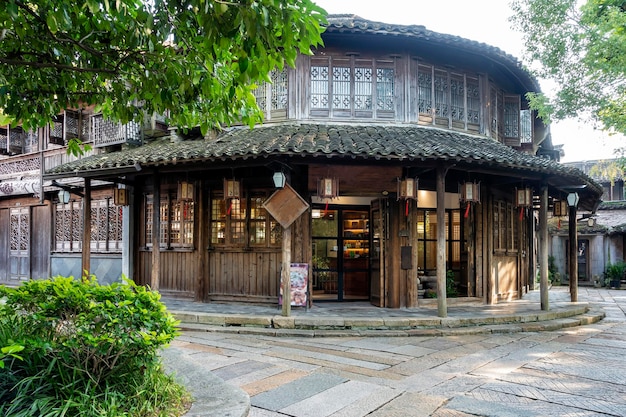 Zbliżenie na scenerię Wuzhen w Chinach