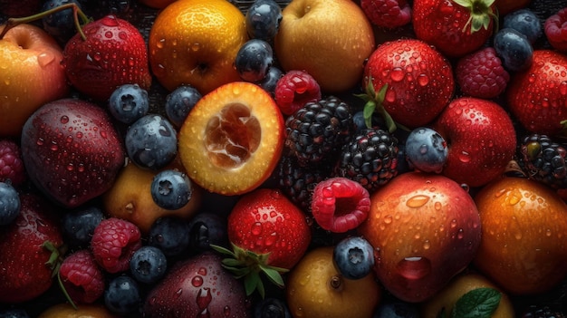 Zbliżenie na stos owoców