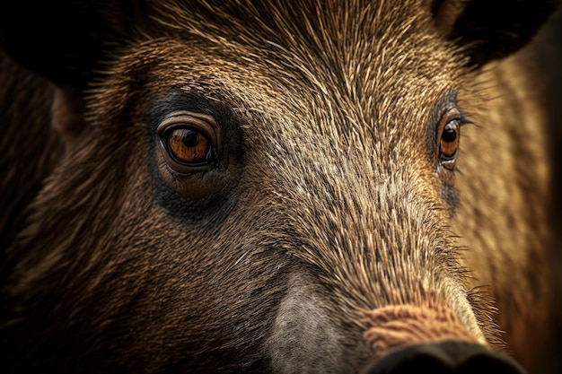 Zbliżenie na twarz dzików Sus scrofa