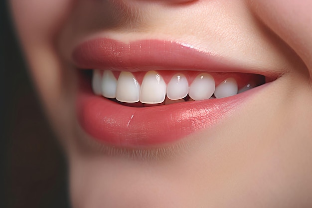 Zbliżenie na usta woman039s z białymi zębami