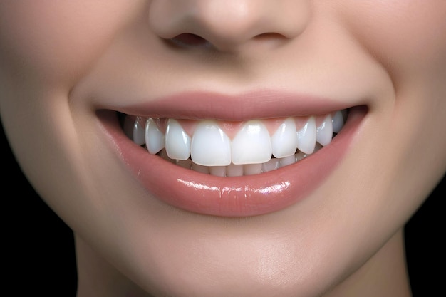Zbliżenie na usta woman039s z białymi zębami