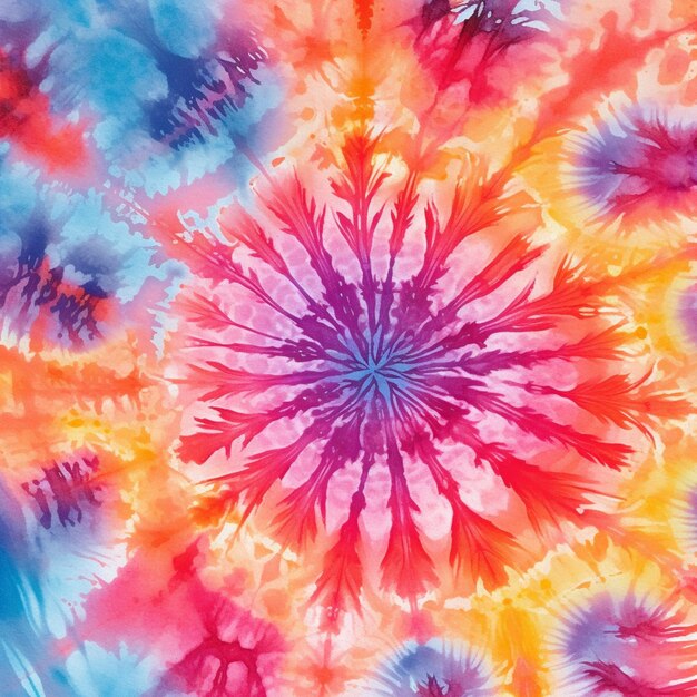 Zbliżenie na wzór tie-dye z kwiatkiem pośrodku generatywnej ai