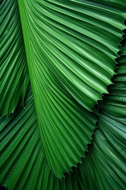 Zbliżenie na zielony liść z napisem palma