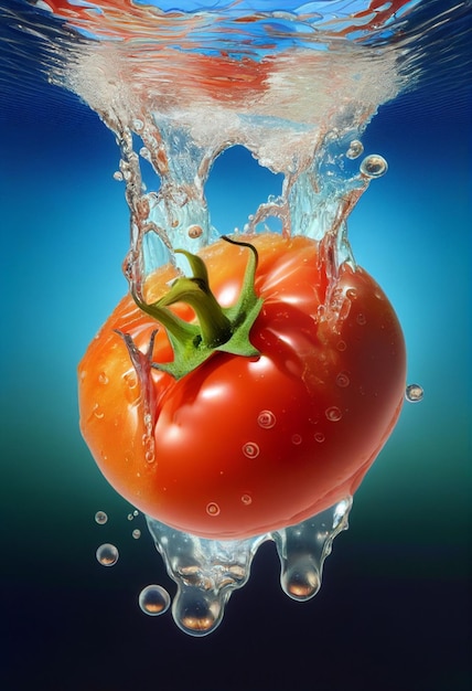 Zbliżenie na zupę pomidorową z kropelkami wody na powierzchni generatywnej ai