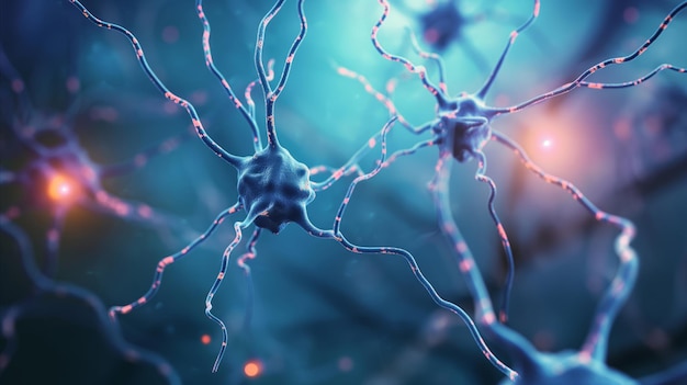 Zdjęcie zbliżenie neuronów w nem
