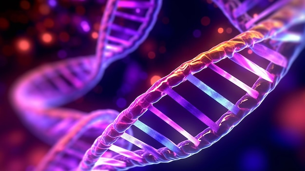 Zbliżenie nici dna z fioletowymi i niebieskimi światłami.