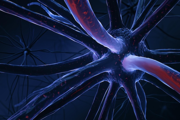 Zbliżenie niebieski neuron