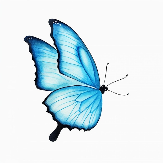 zbliżenie niebieskiego motyla na białym tle generatywny ai
