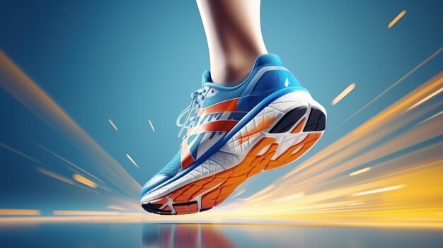 Zbliżenie Nogi biegacza biegacza Turniej biegowy Konkurencja Buty do biegania Koncepcja Generatywna sztuczna inteligencja