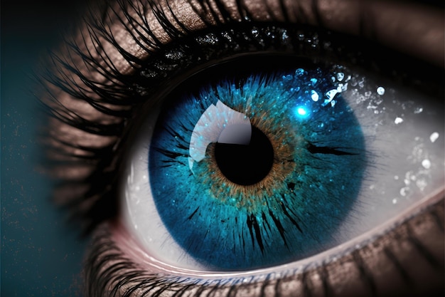Zbliżenie oka doskonały niebieski oko makro wizja