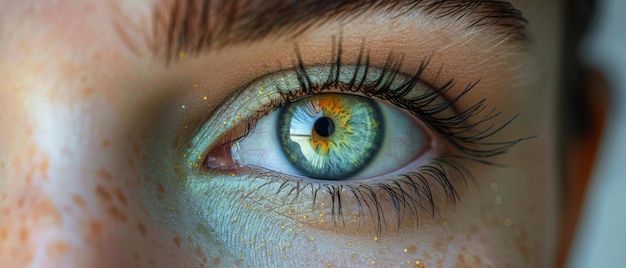 Zbliżenie oka kobiety z efektem wizualnym izolowanym na białym tle