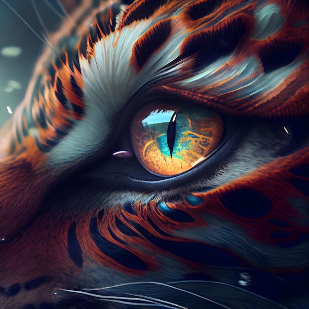 Zbliżenie oka tygrysa Kolorowa ilustracja tygrysa