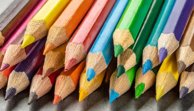 Zbliżenie ołówków kolorowych do rysowania Koncepcja powrotu do szkoły