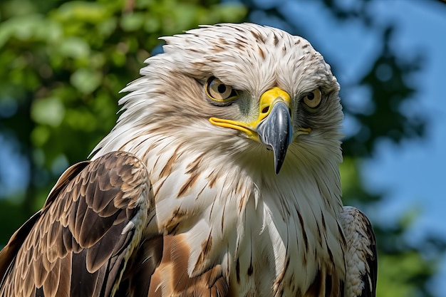 Zdjęcie zbliżenie orła z żółtymi oczami