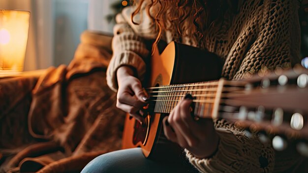 Zbliżenie osoby grającej na gitarze