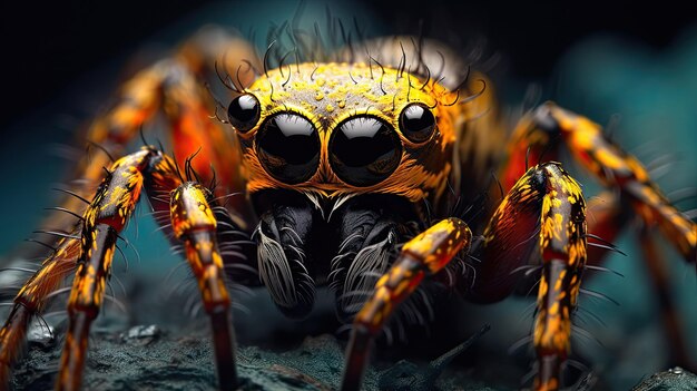 Zbliżenie pająka na skale Skomplikowany pajęczak natury