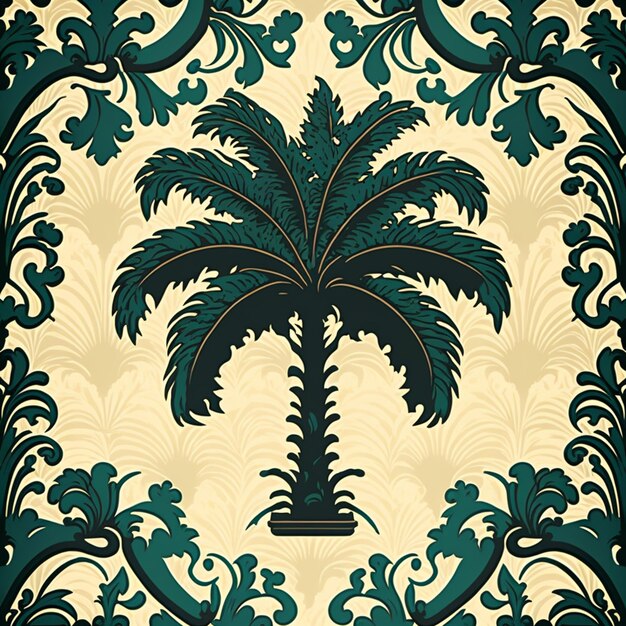 Zdjęcie zbliżenie palmy na ścianie z wzorem generatywnym ai