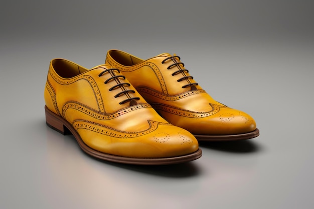 zbliżenie pary żółtych butów z sznurówkami generatywnymi ai