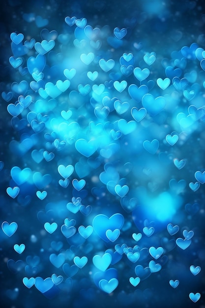 zbliżenie pęczka niebieskich serc na niebieskim tle generatywnej AI