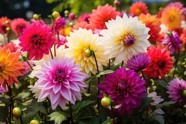zbliżenie pełny kwiat Piękne kwiaty Dahlia w ogrodzie