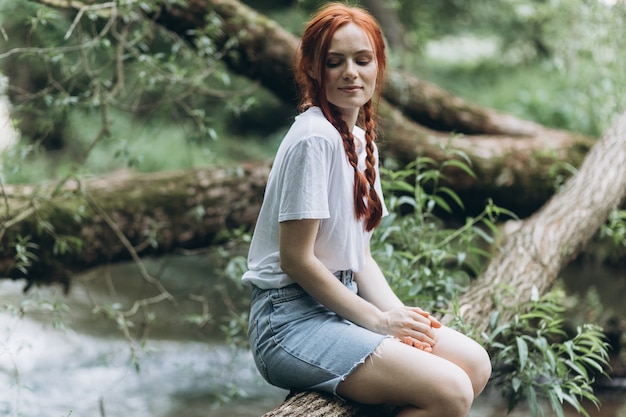 Zbliżenie Piękna Kobieta Portret Naturalne Piegi Na Twarzy