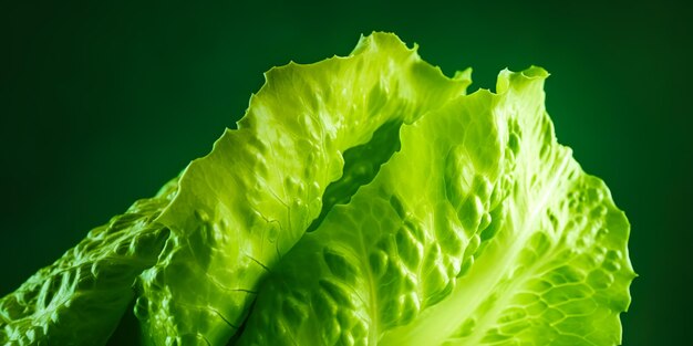 Zbliżenie Piękna Tekstura świeżej Soczystej Sałaty Romańskiej Zielona Mini Cos Z Kropelami Wody Warzywne Tło Zdrowe Jedzenie Z Organicznym Składnikiem żywności Generatywny Ai