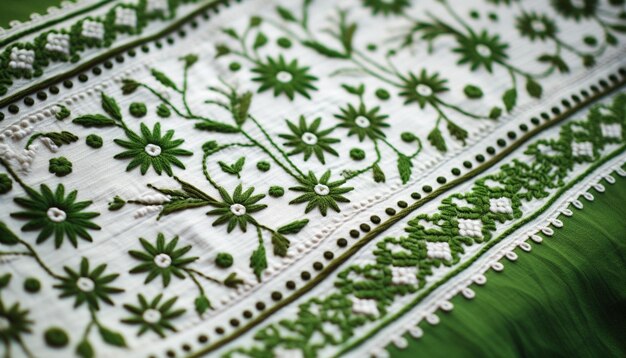 zbliżenie pięknie haftowanego pakistańskiego tkaniny