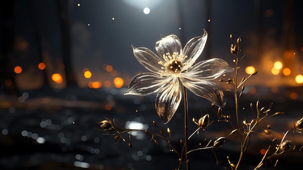 Zdjęcie zbliżenie piękny kwiat fantasy z ciemnym tłem