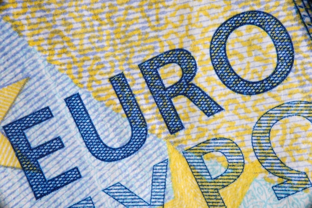 Zbliżenie pieniądze papierowe tło banknotu euro