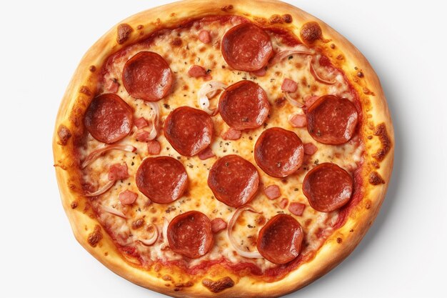 zbliżenie pizzy pepperoni na białej powierzchni generatywnej ai