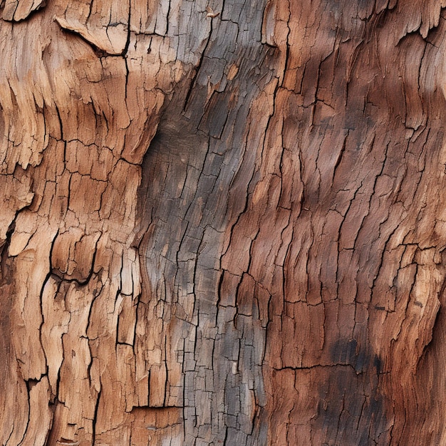 zbliżenie pnia drzewa z bardzo starą sztuczną inteligencją generatywną słojów drewna