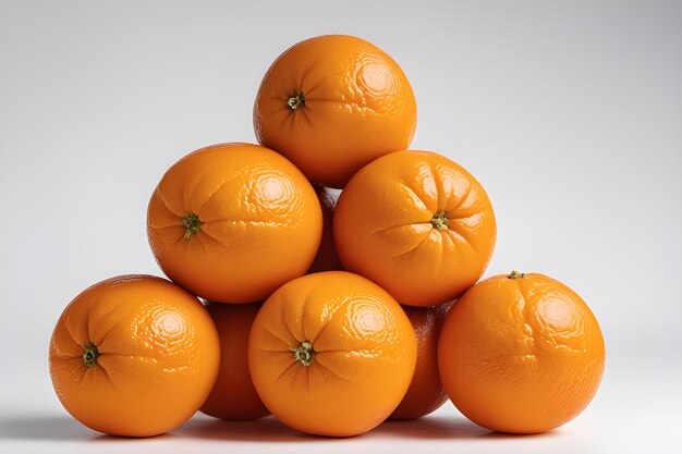 Zbliżenie pomarańczy stojących w rzędzie na białej powierzchni