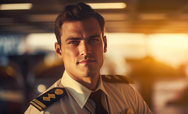 Zbliżenie portret pilota na zewnątrz samolotu