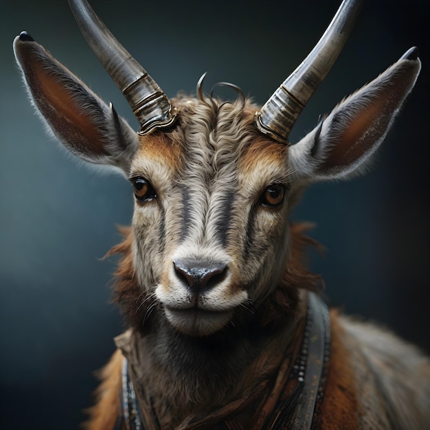 Zdjęcie zbliżenie portretu rogatego ssaka