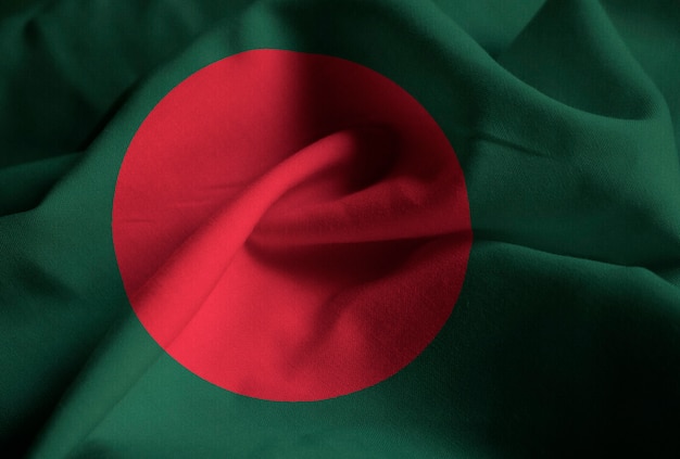 Zbliżenie Potargane Flagi Bangladeszu, Bangladesz Flaga Wiejący Wiatr