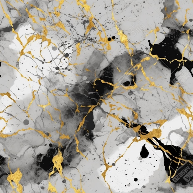 Zdjęcie zbliżenie powierzchni marmurowej z złotą farbą generatywną ai