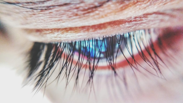 Zdjęcie zbliżenie przemyślanego ludzkiego oka