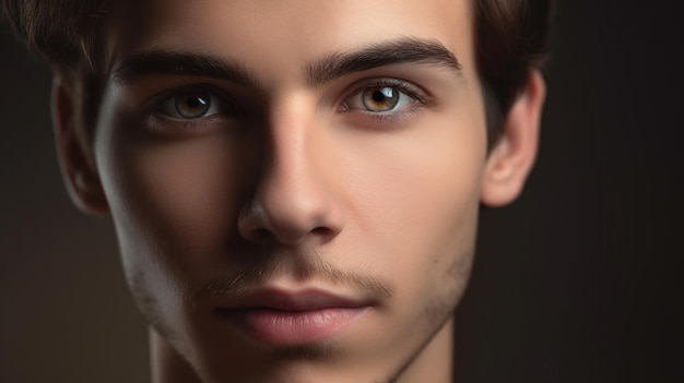 Zbliżenie przystojnego młodego mężczyzny do pielęgnacji skóry koncepcja piękna Generacyjna sztuczna inteligencja