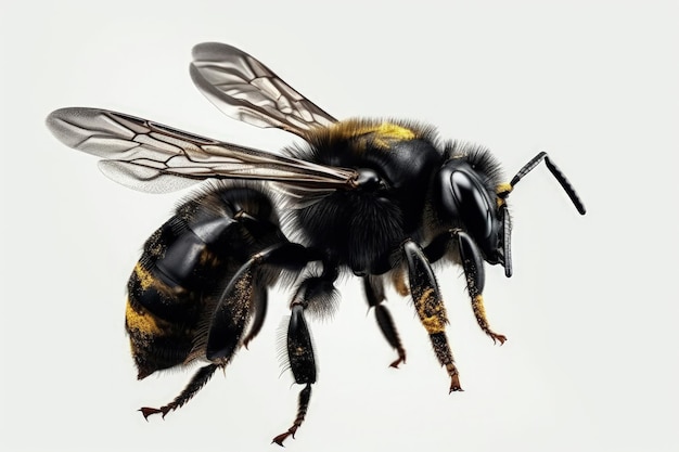Zbliżenie pszczoły na białym tle generatywnej AI