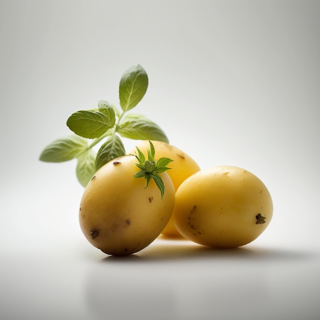 Zbliżenie pyszne ziemniaki z liśćmi