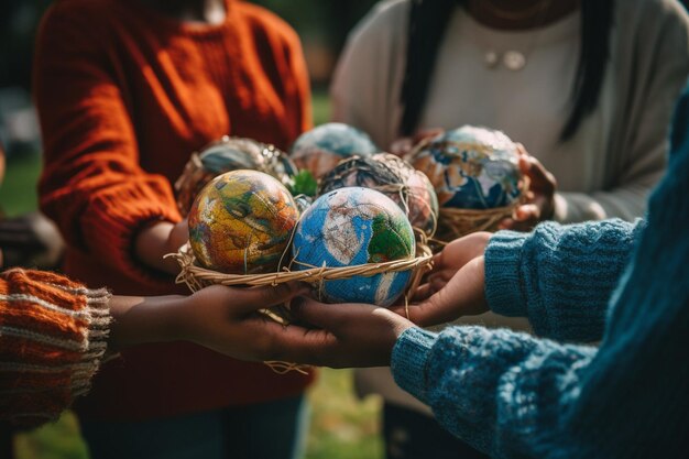 Zdjęcie zbliżenie rąk trzymających materiały nadające się do recyklingu