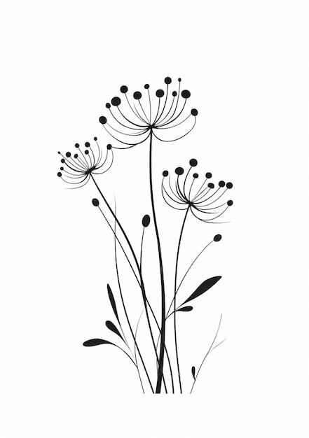 zbliżenie rośliny z czarnymi kwiatami na białym tle generatywna ai