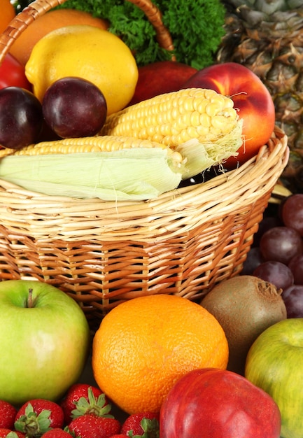 Zbliżenie różnych owoców i warzyw