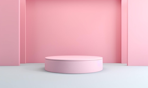 Zbliżenie różowego okrągłego stołu w pomieszczeniu generatywnym ai