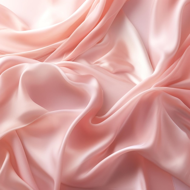 Zbliżenie różowej jedwabnej tkaniny z bardzo miękkim wyczuciem generatywnym ai