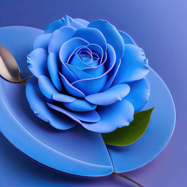 Zbliżenie róży w modnym klasycznym niebieskim kolorze Kolor roku 2020 Modny kolor Widok z góry