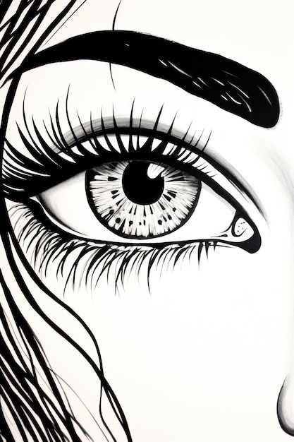 Zbliżenie rysunku kobiecego oka