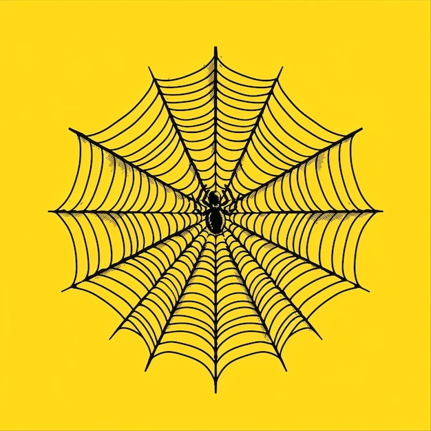 zbliżenie sieci pająka na żółtym tle generatywny ai